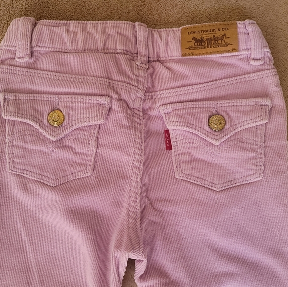 Levi's Girl Purple Pink Courduroy Slim Straight Fit Pants Size 3T - Picture 4 of 5